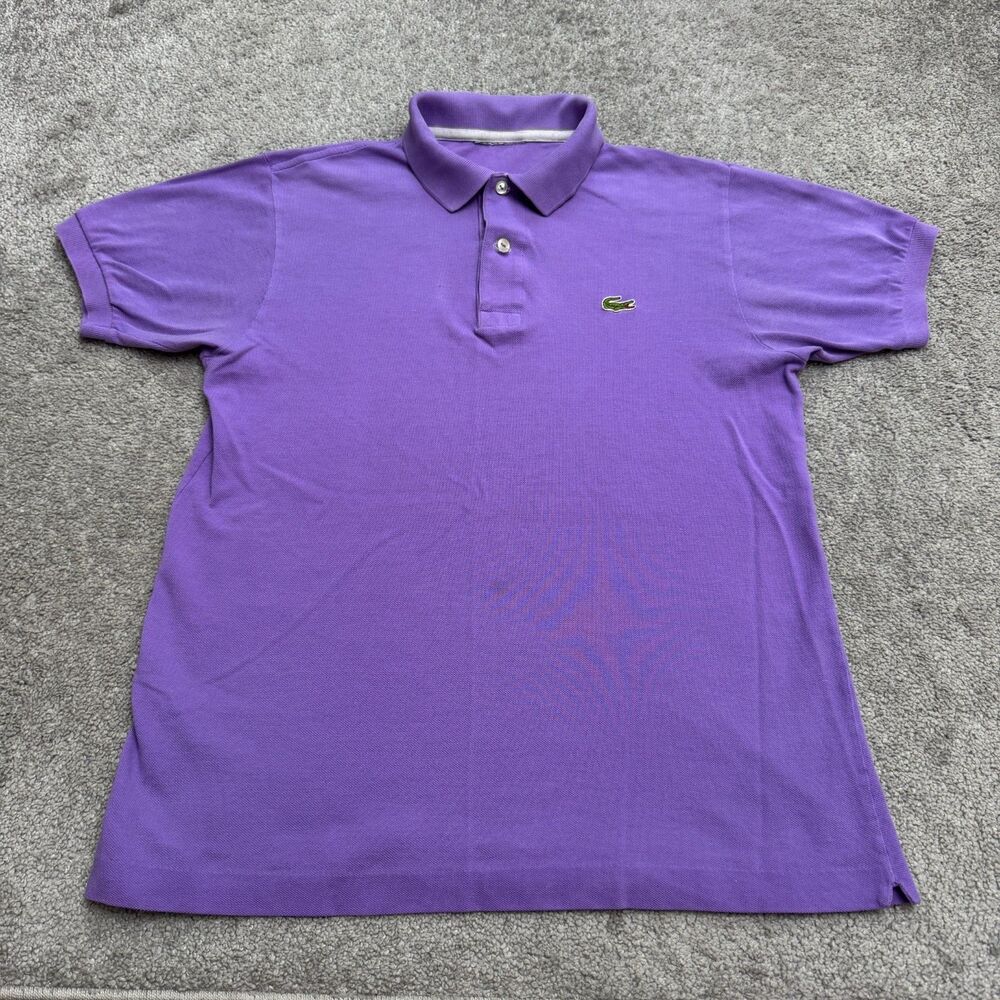 Lacoste Pique Short Sleeve Tennis Golf Polo Shirt Womens 40 M 8 Purple Cotton